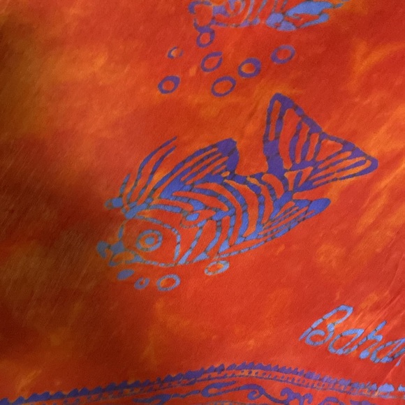 Sarong 64X44 Island dreams Coco Cay Bahamas 100% Rayon with tassels - Picture 7 of 9